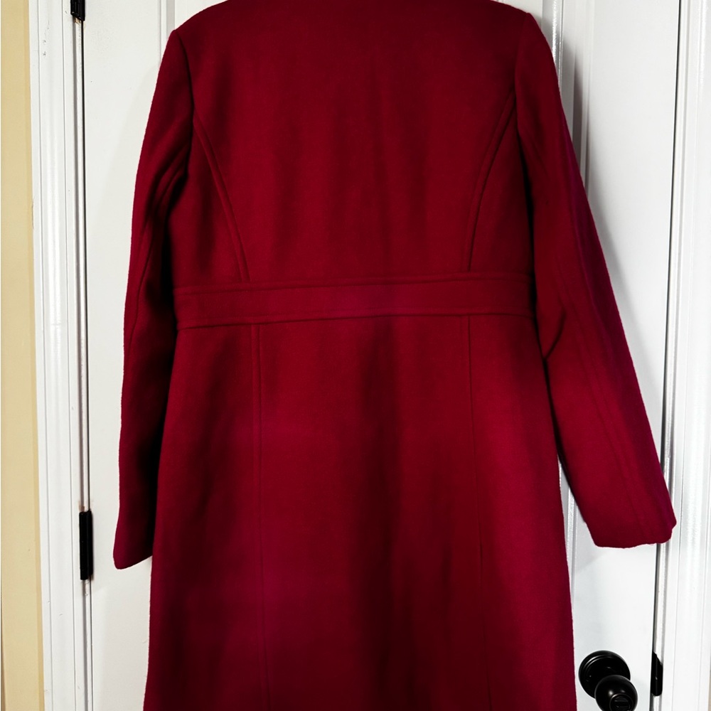 J. Crew Hot Pink Wool Blend Trench Coat with Gold Buttons - Picture 6 of 12